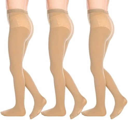 3 Pairs Ultra Soft Convertible Transition Ballet Dance Tights With Elasticized Waistband and Holes for Toddler Girls