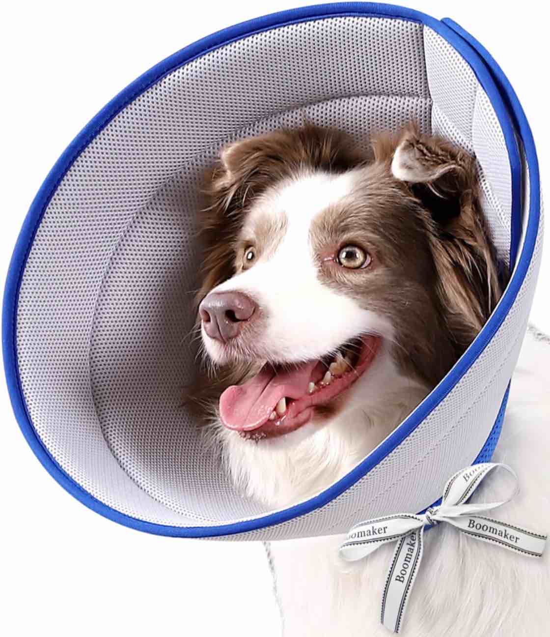 Boomaker Extra Soft Dog Cone Alternative After Surgery, Breathable Dog Cones for Large Medium Small Dogs, Lightweight Dog Recovery Collar for Pet, Adjustable E-Collars for Dogs, Elizabethan Collar (M)