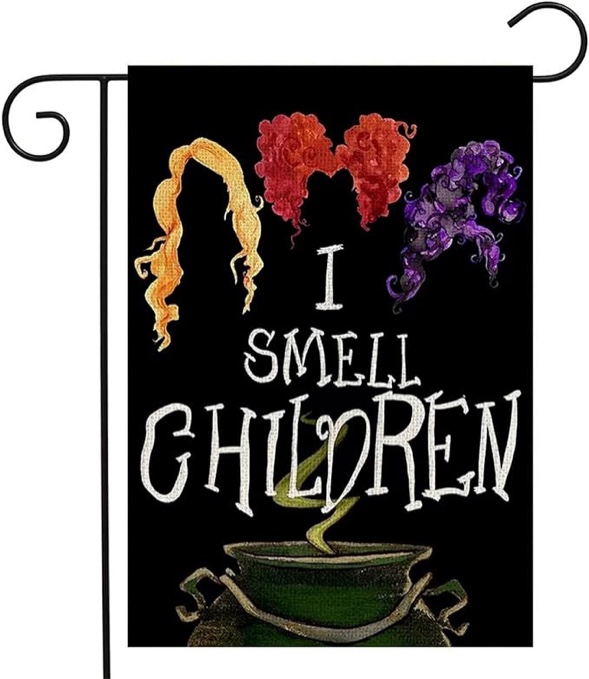 SHFANYUA Halloween Garden Flag I Smell Children Sanderson Sisters Double Sided Vertical 12×18 Inch Rustic Black Farmhouse Decor for Seasonal Holiday Yard