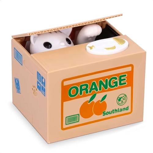 White Cat Hello Kitty Piggy Bank - Coin Counter Piggy Bank for Kids Cat in a Box Piggy Bank Toy Kids Money Gift Box - Lucky Cat Coin Bank Kitty Cat Piggy Bank Girls Piggy Bank Counter Great Box