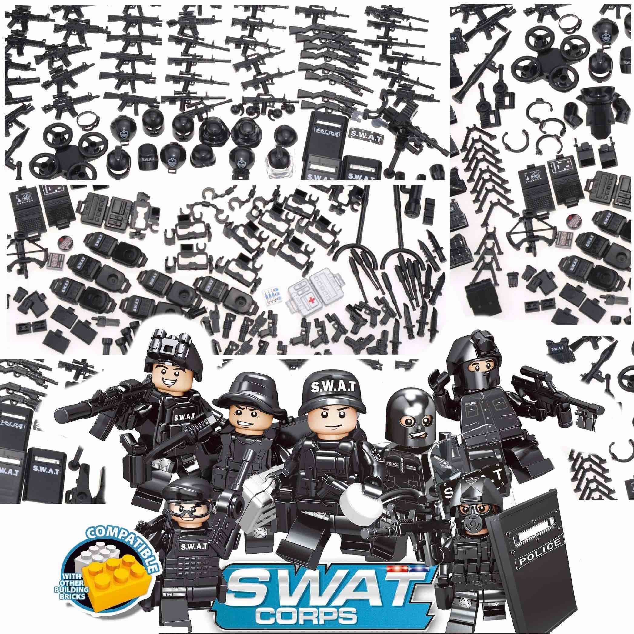 QPZ Minifigures Armor and Guns Accessories Pack 12 Distinct Outfits Compatible with Swat Police Minifigures from Leading Brand