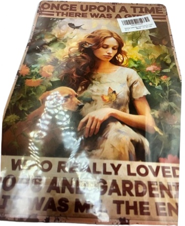 Metal Sign Garden Signs Funny Signs For Bedroom Vintage Signs For Hippie Room Decor Gardening Garden Decor Bedroom Gift8x12 Inch Girl Sitting With Her Dog In The Garden