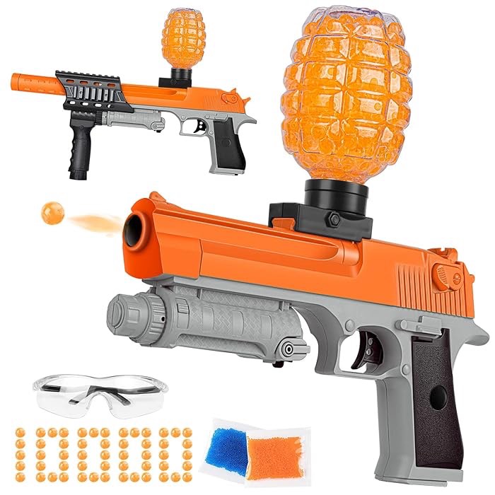 Kolable Gel Ball Blaster 2 in 1 Splatter Ball Gun, High Performance Splat Gun Water Beads Gun for Shooting Games Boys & Girls Ages 12+, Orange