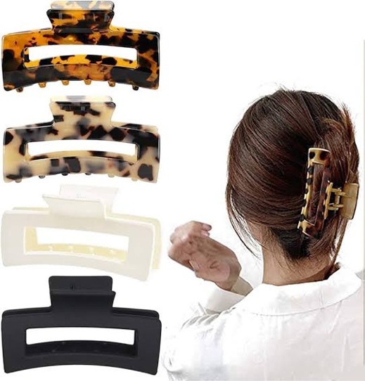 4PCS Hair Claw Clips Large Hair Claws (French Beige)