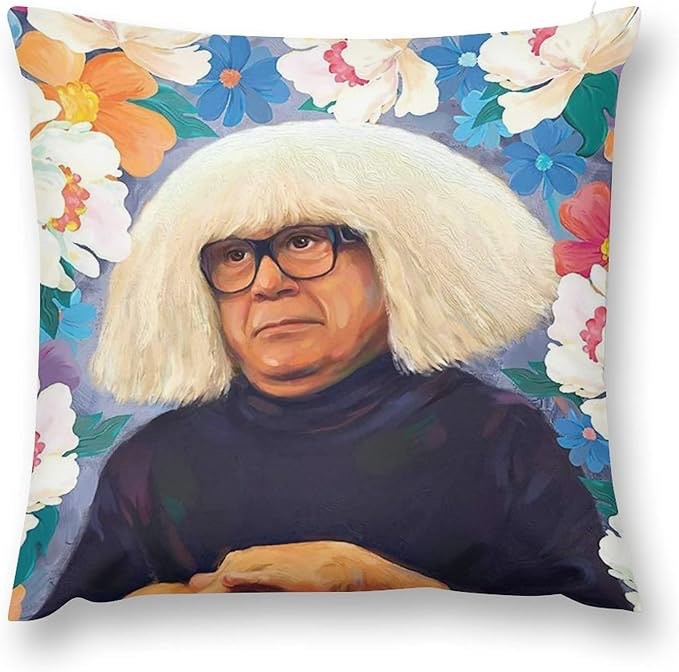 GORBUS It's Alway Sunny Danny in Flowers Devito Throw Pillow Case Square Cozy Pillow Cover Modern Neutral Home Decor for Living Room Sofa Car Decoration Cushion Cover 18''X 18''