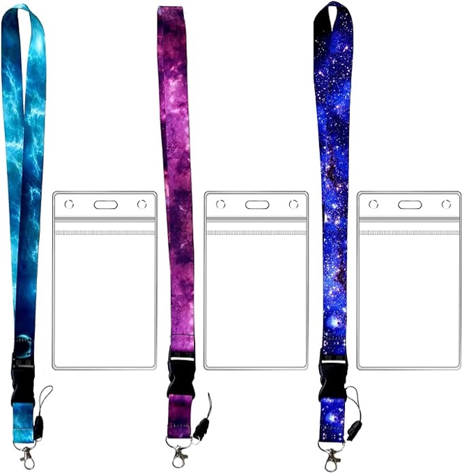 hwojjha 3 Packs Lanyard Keychain Detachable ID Badge Lanyards Cool Neck Lanyard for Keys,Wallet,ID Card Holder Gift Teens Boys Girls (Color-1)