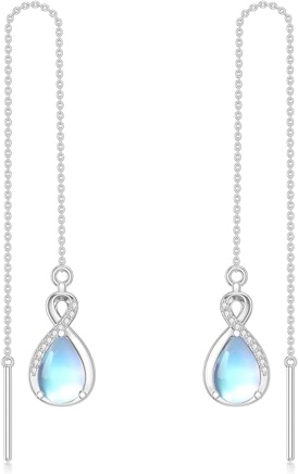 Infinity Threader Earrings Long Chain Drop Earrings 925 Sterling Silver 12 Birthstone Birthday Jewelry Gifts for Women