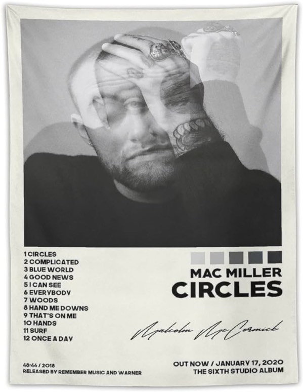 Mac-Miller Circles Polyester Tapestry Modern Wall Decor for Bedroom Wall Decor 30" x 40"