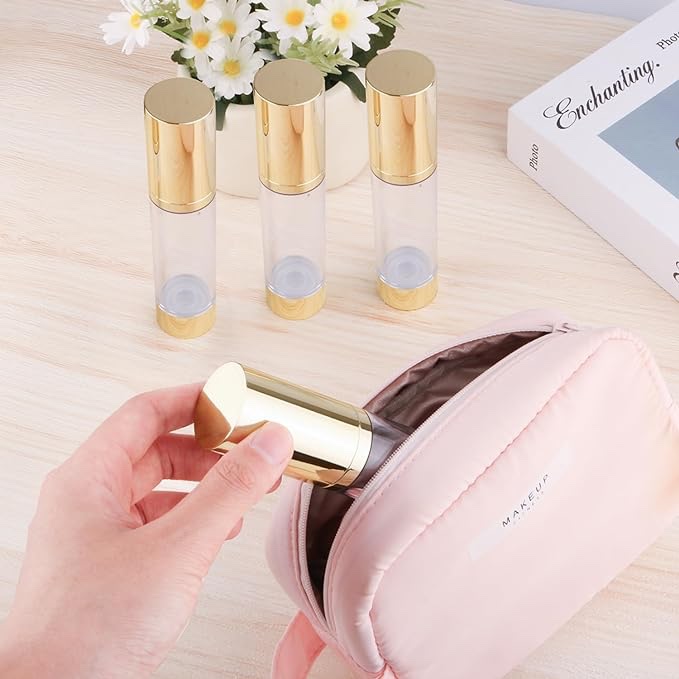Airless Pump Bottles - for Foundations, Serums, etc. (Gold, 1.7oz/50ml)