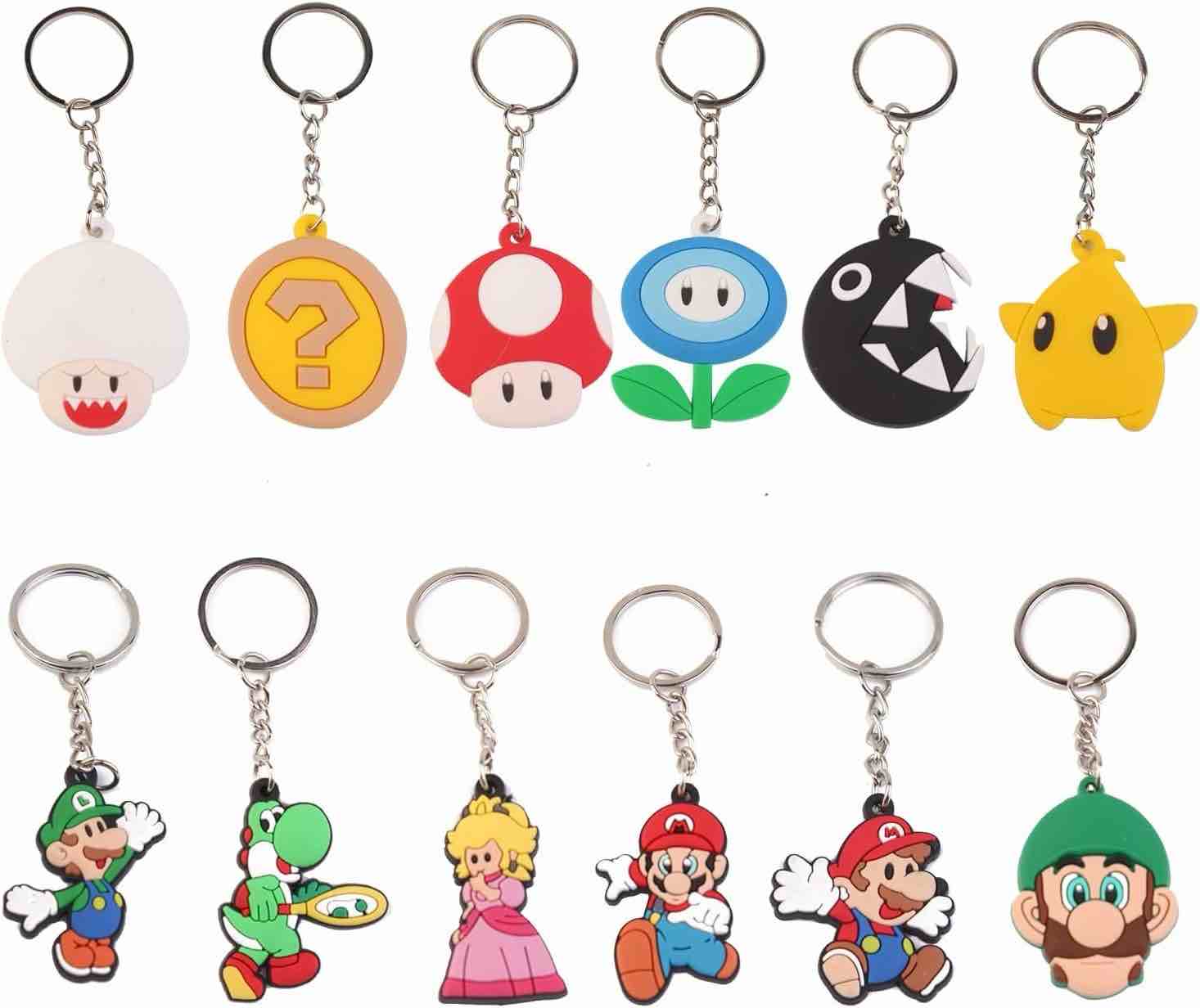 ZEADERS Super Mario Inspired Keychains, Mario Cartoon Theme Party Supplies for Kid's Party Favor Gift 24Pcs
