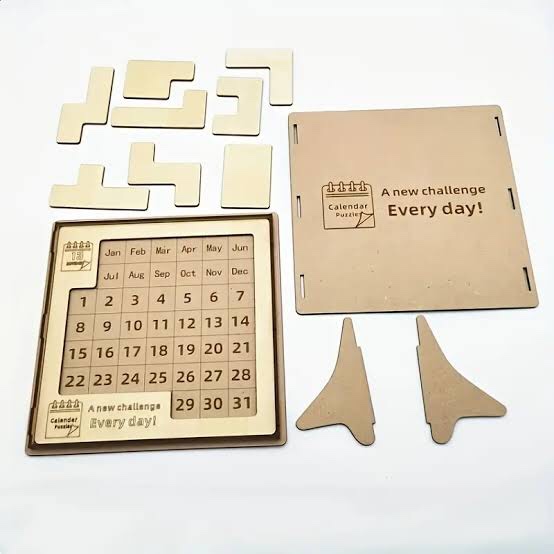 Wooden Perpetual Calendar, Spelled Out By Every Day, Month, Date, And Week, Can Be Played Infinitely In A Puzzle. And Can Be Used