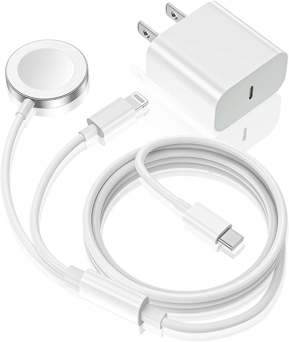 Apple Watch Charger — 2-in-1 USB C Fast iPhone Watch Charger [Apple MFi Certified] — Magnetic Charging Cable with 15W Wall Charger Block for Apple Watch Series SE/9/8/7/6/5/4/3/2/1 & iPhone 14