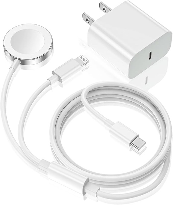 Apple Watch Charger — 2-in-1 USB C Fast iPhone Watch Charger [Apple MFi Certified] — Magnetic Charging Cable with 15W Wall Charger Block for Apple Watch Series SE/9/8/7/6/5/4/3/2/1 & iPhone 14