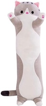 Aslion Cute Plush Cat Doll Soft Stuffed Small Cat Pillow Doll Toy Gift for Kids Girlfriend (Gray, 90cm)