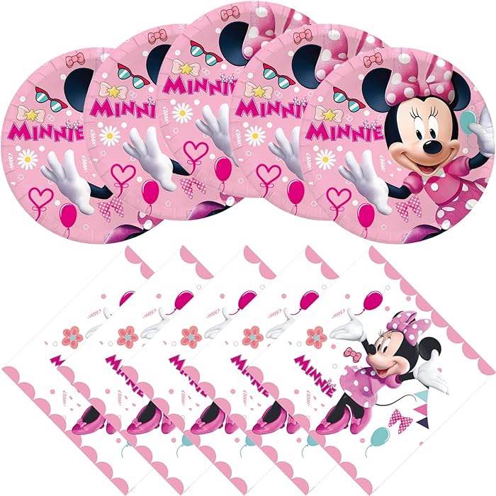 Minnie Birthday Party Supplies, 20 Plates and 20 Napkins, for Minnie Theme Birthday Party Decorations