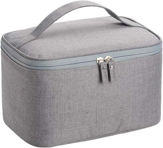 HOYOFO Women Makeup Bag Travel Cosmetic Bags with Mesh Pocket Portable Toiletry Bag for Women/Men, Grey