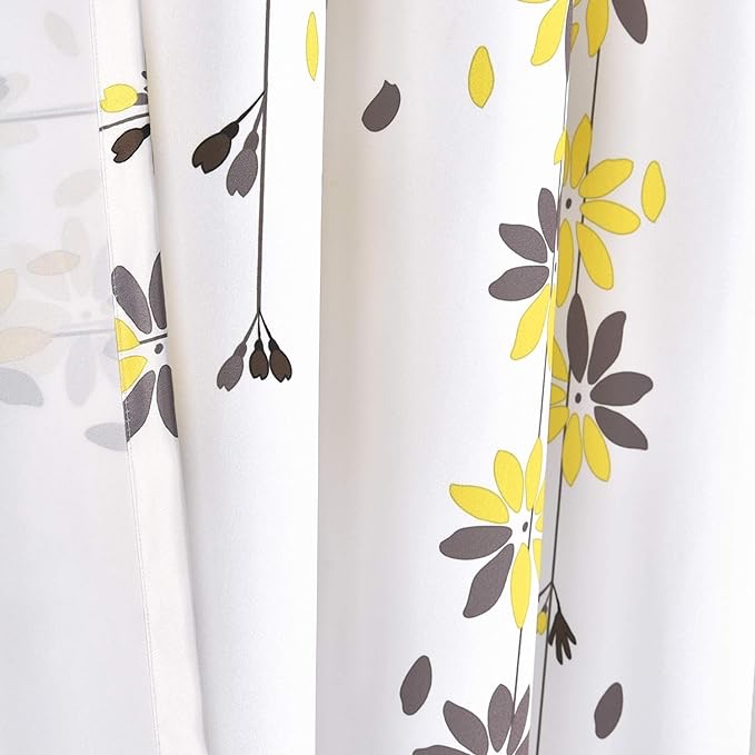 VERTKREA Flowers Window Curtain Floral Window Treatment Grommet Curtains 52 × 84 Inches Flower Drapes for Bedroom Living Room, Yellow, Set of 2 Panels