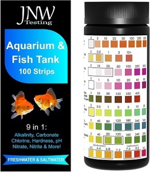 JNW Direct Aquarium Test Strips - 9-in-1 Aquarium Test Kit with eBook - Aquarium Water Test Kit with Quick and Accurate Fish Tank Test Strips - 100 Test Strips