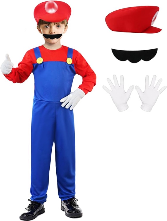 SALACOOL Halloween Costume for Kids-Halloween Plumber Costume for Boys with Accessory
