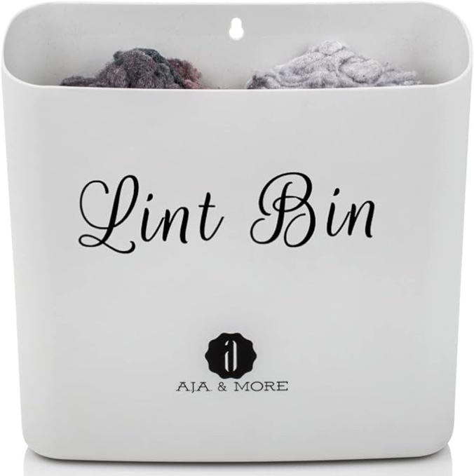 A.J.A. & MORE Lint Bin for Laundry Room Organization | Garbage Can with Magnetic Strip | Wall Mounted Bathroom Trash Can | Hang this Wastebasket on Wall, on Washer/Dryer or Laundry Room Door (Grey)