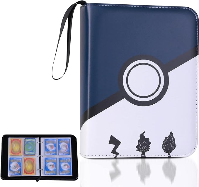 POWLIF 4-Pocket Card Binder, Card Binder for Game Cards and Sports Trading Cards (Navy BLue)