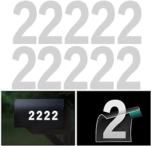 3 inch Reflective Mailbox Numbers for Outside, 10 PCS Single Number 2, Number Stickers with Sticky Tab for Easy Backing Separation, Pre-cut for Effortless Align, Strong Self Adhesive Vinyl Address House Numbers (Number 2, 10 Pcs)