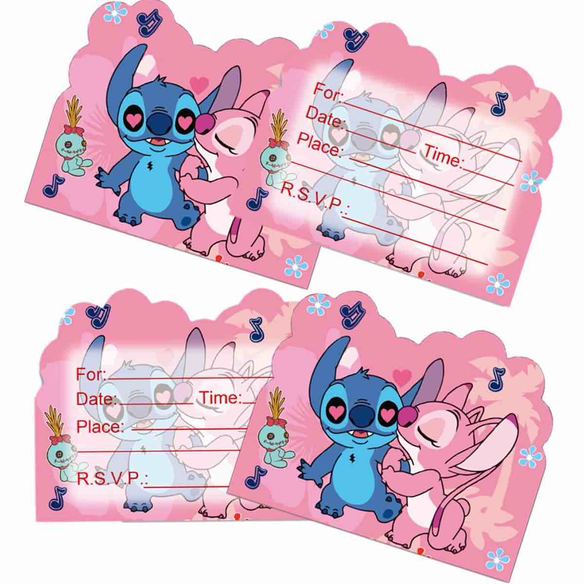XHSSF 20 Pcs Lilo and Stitch Party Invitation Cards, Lilo and Stitch Birthday Party Supplies for Kids