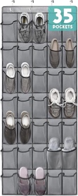 Glonsu 2Pack Over the Door Shoe Organizer,35 Mesh Hanging Shoe Organizer and 4 Sturdy Hooks,Shoe Rack for Closet,Hanging Organizer with Pockets,Narrow Shoe Rack Organizer for Laundry Room,Small Space