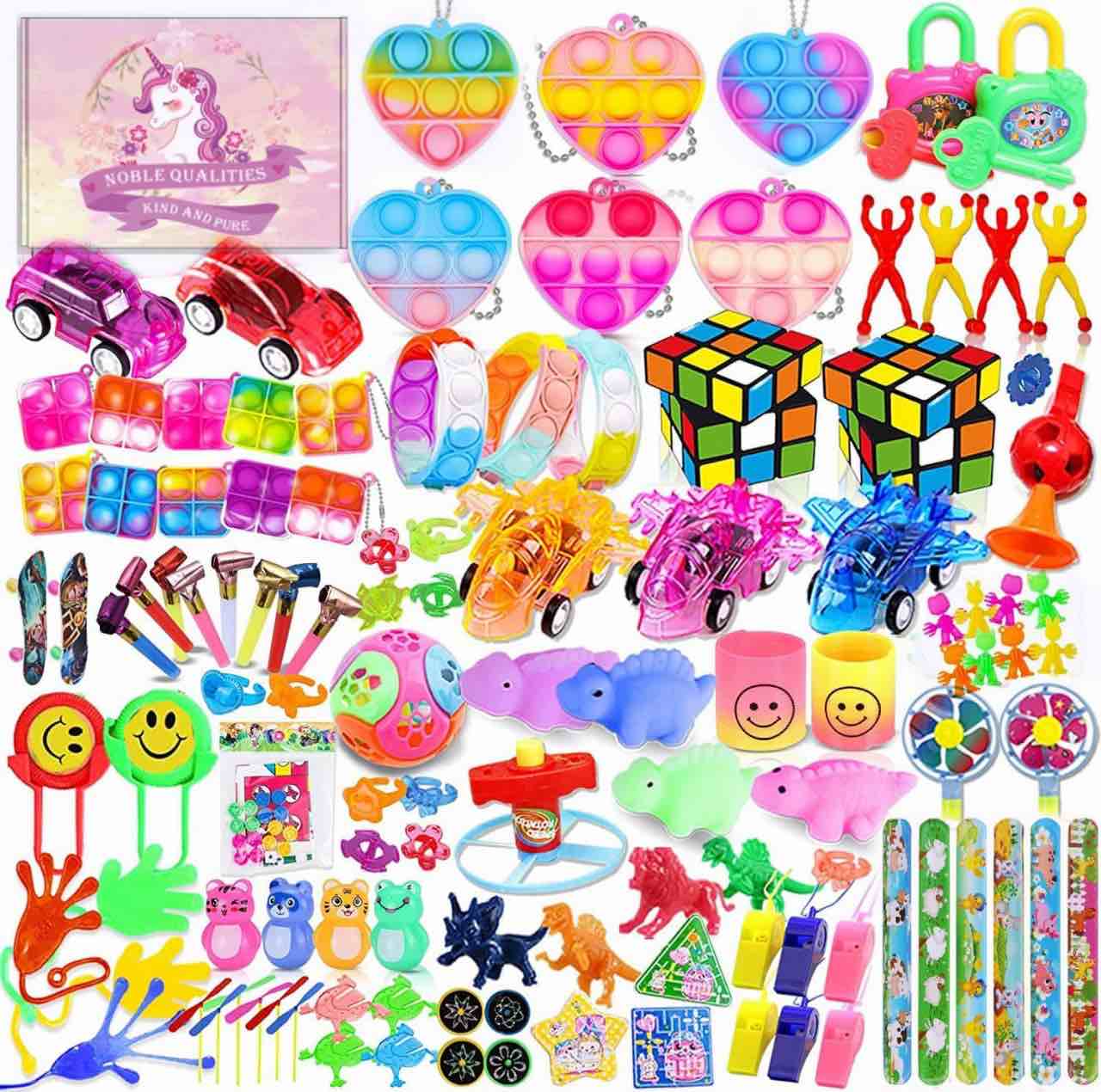 Birthday 130Pcs Party Favors Supplies - Keychains, Hand Bracelet,Masks, Goodie Bags, Tumblers, Stickers, Button Badges for Classroom Rewards Hero Decorations Carnival Prizes Gifts