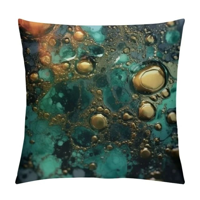 Akame Gold Indigo Malachite Marble Throw Pillow Covers Cozy Square Throw Pillowcases Home Decoration for Bed Couch Sofa Living Room Cushion Cover 18"X18"