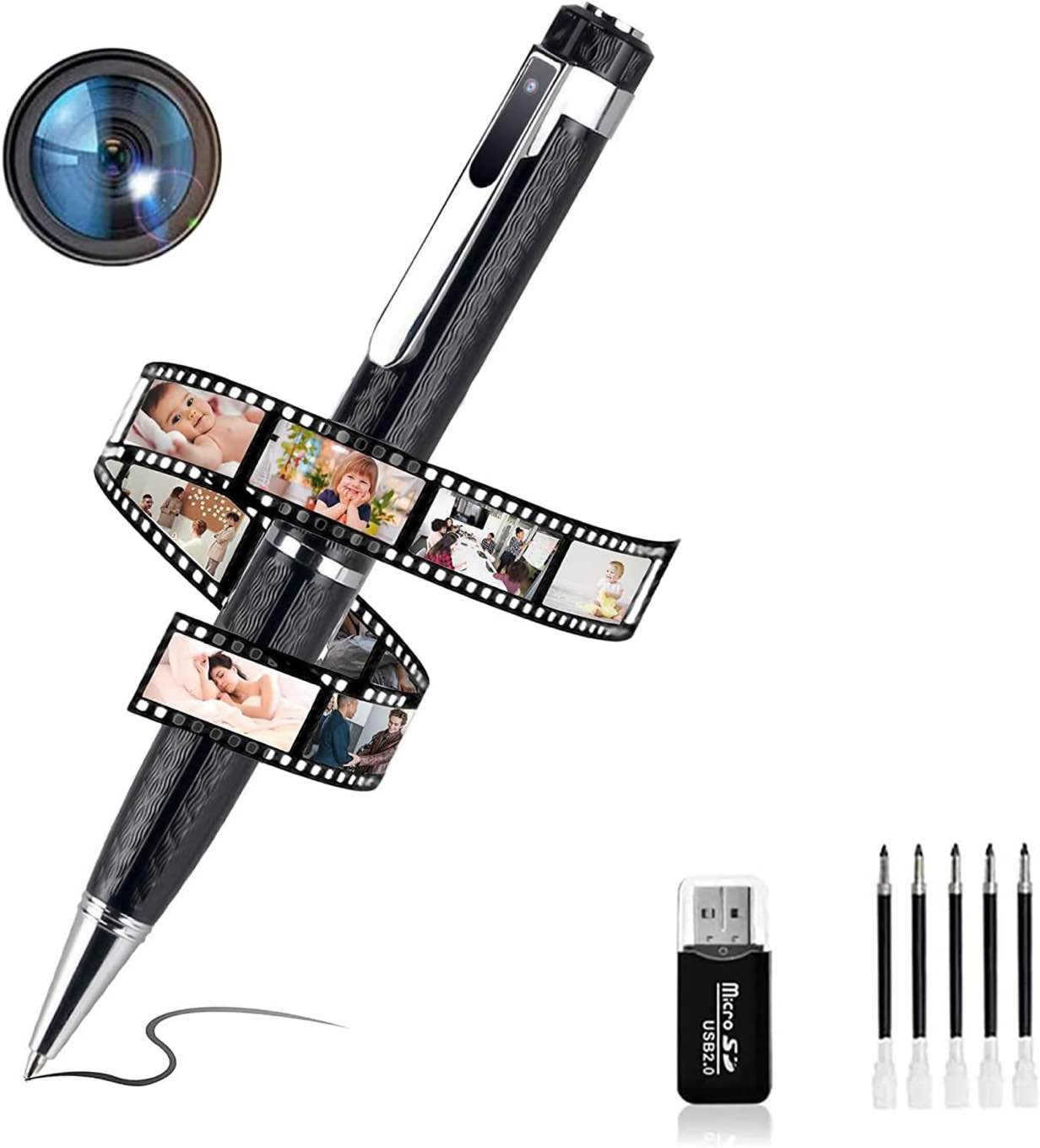 Didakay Hidden Camera Pen with 32GB Micro SD Card, HD 1080P Video Security Camera with USB Cable, Card Reader, for Business, Conference, Security