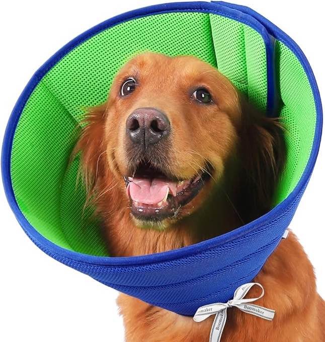 Boomaker Extra Soft Dog Cone Alternative After Surgery, Breathable Dog Cones for Large Medium Small Dogs, Lightweight Dog Recovery Collar for Pet, Adjustable E-Collars for Dogs, Elizabethan Collar(L)