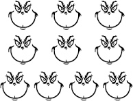 SEALUXE 10 PCS Grinch Stickers for Ornaments, Grinch Face Decals Vinyl Sticker, Grinch Christmas Decorations, DIY Grinch Sticker, Christmas Grinch Stickers for Home Project, Party Supplies - Black