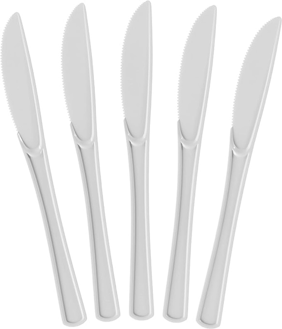 Disposable White Plastic Knives 50 Pcs