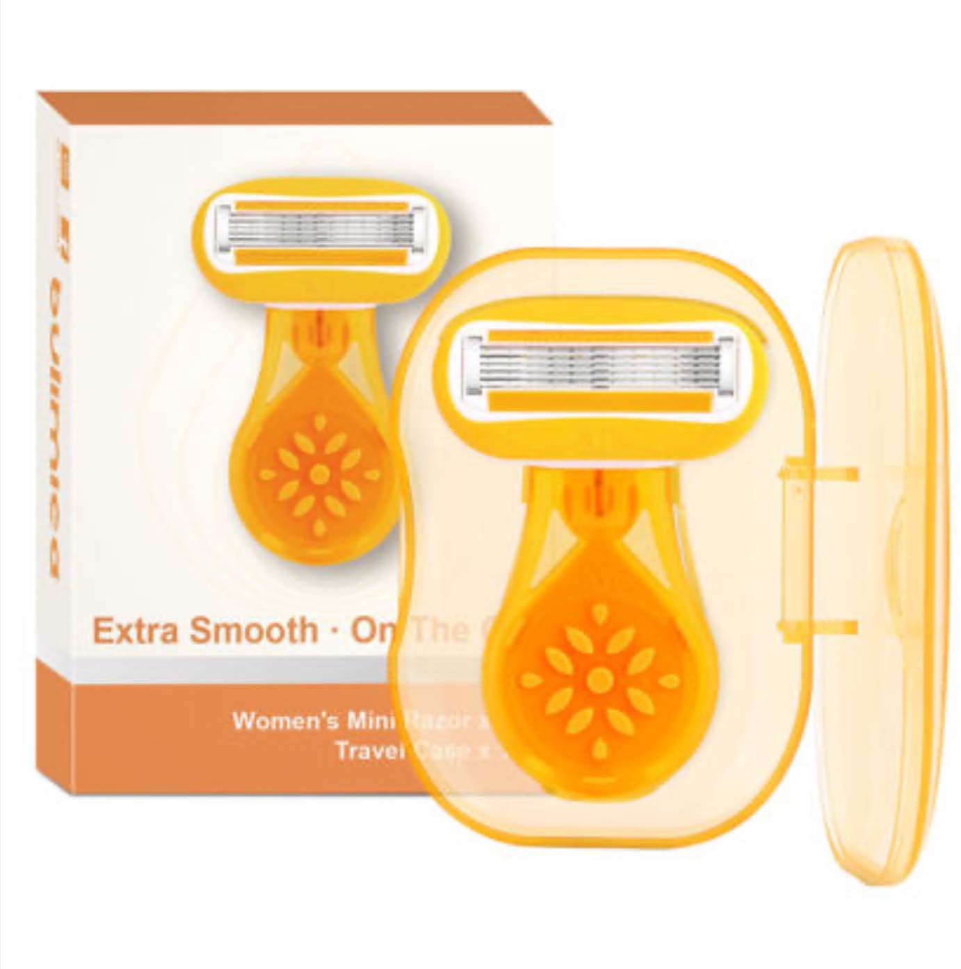 Extra Smooth On The Go Razor Blade Refill +1 Travel Case, Orange, 6 Count