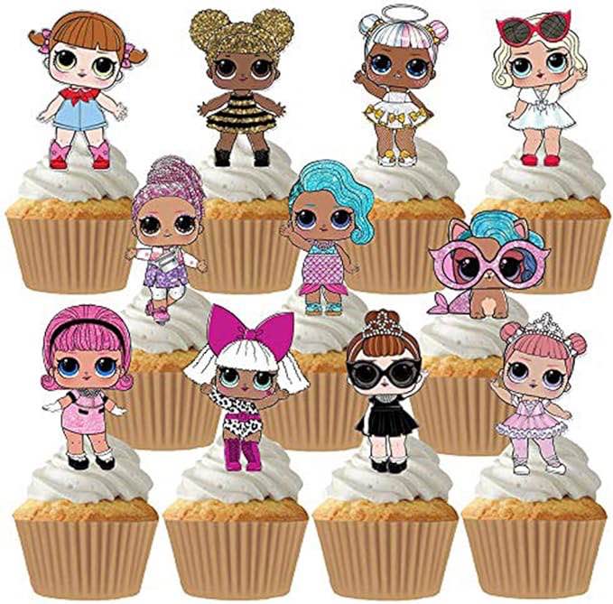 29X LOL Edible Wafer Paper Cupcake Toppers,LOL Cake Topper Happy Birthday Party Supplies