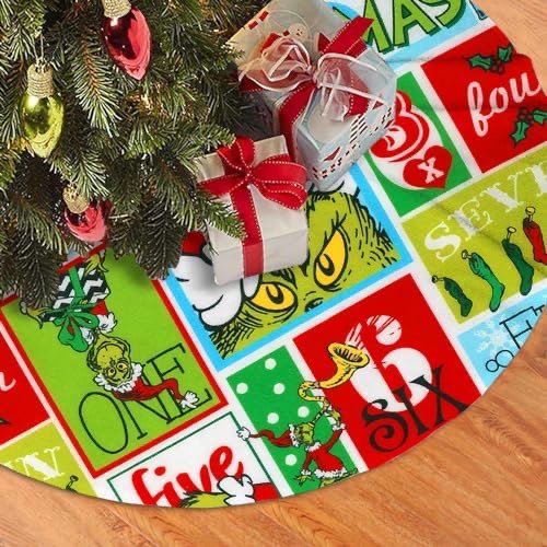 Christmas Tree Skirt, 48 Inch Polyester Christmas Tree Skirt with Stylish Design for Holiday Decorations, Perfect for New Year and Thanksgiving Day Tree Decor, Premium Quality Tree Skirt