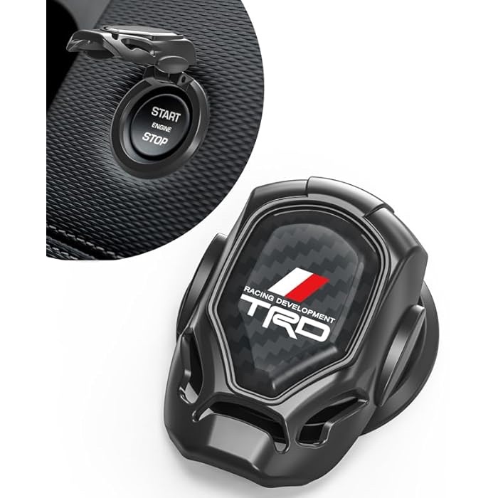 Alloy Car Engine Start Stop Button Switch Cover,Car Start Button Cover for TRD Racing Development Sequoia Tundra Tacoma 4Runner PRO,Car Engine Stop Start Button Protector,Anti-Collision