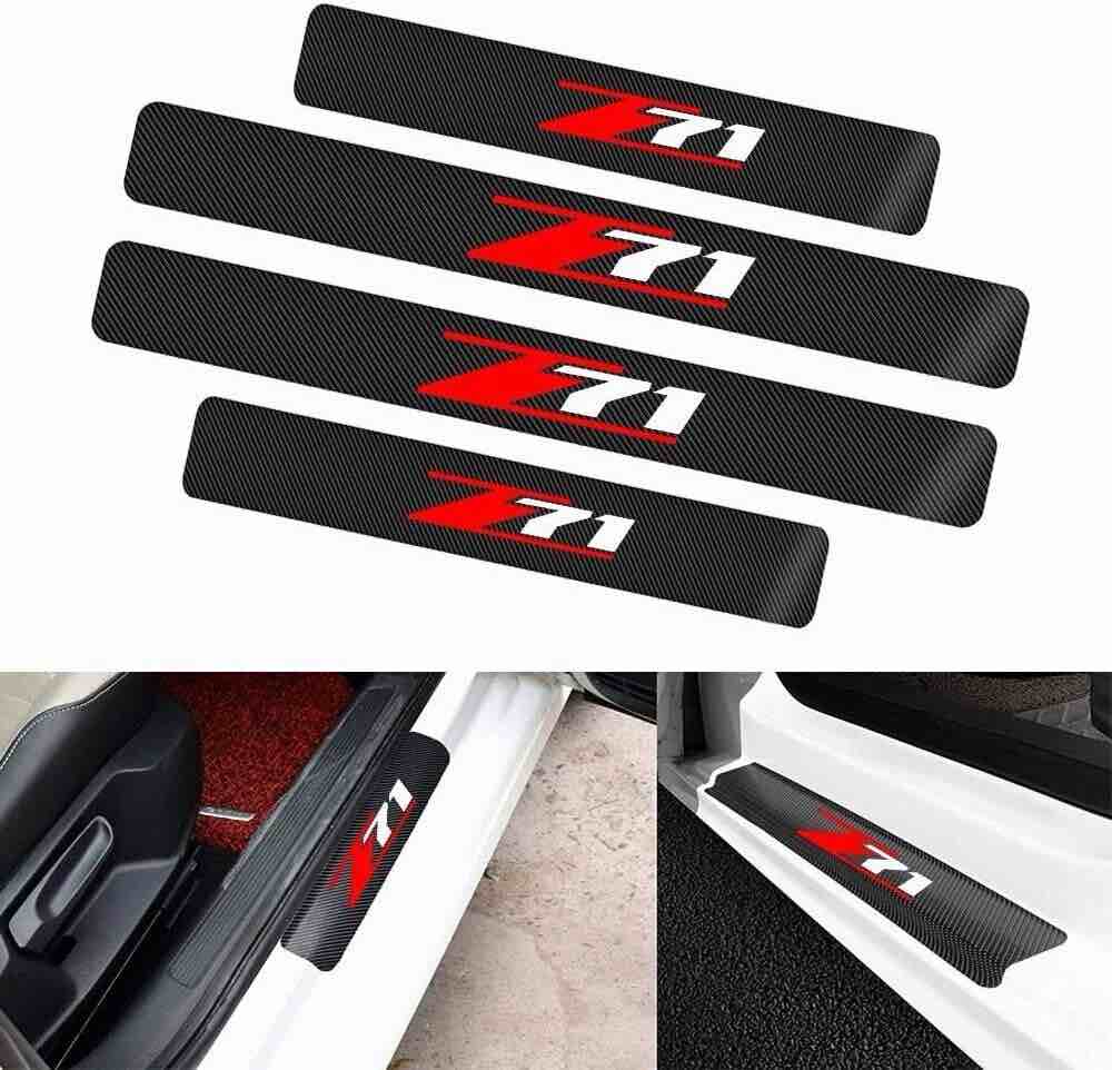 4Pcs Car Door Sill Plate Protectors Scuff Plate For Z71 Silverado Colorado