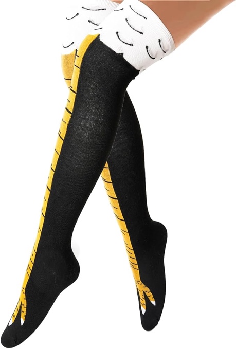 Chicken Leg Socks - 3D Novelty Funny Knee-High Chicken Costume Feet Socks, 19.6in Animal Paw Socks for Adult Women Men Thanksgiving Xmas Gifts Birthday Party Christmas Stocking Stuffer