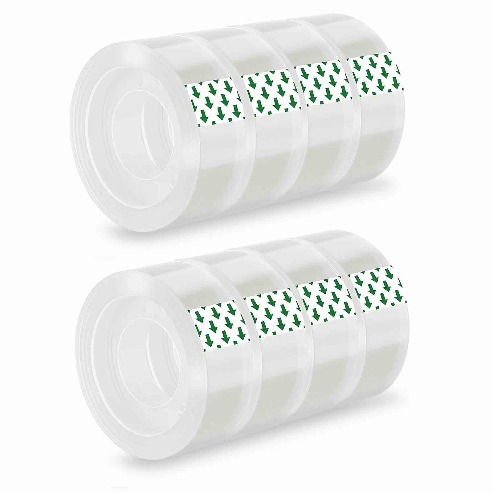 Transparent Tape,8 Roll Clear Tape Refills for Dispenser, 3/4-Inch Clear Tape Refill Roll for Gift Wrapping,Office, Home, School