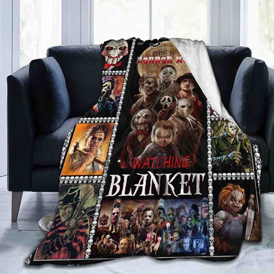 PNRPPKT Flannel Horror Movie Character Blanket Soft Air Conditioning Lightweight Warm Throw Blankets Michael for Couch Bed Sofa Travel Myers Halloween 50"X40"