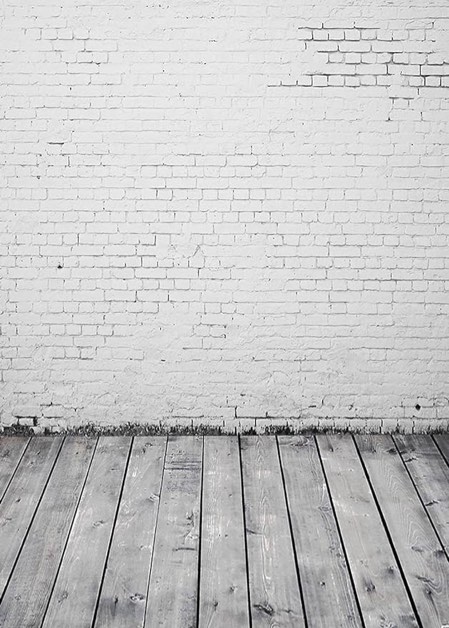 White Brick Wall Gray Wooden Floor Photography Backdrop 5X7FT Polyester Baby Cake Smash Birthday Party Background Newborn Portrait Photo Background Shoot Props Supplies
