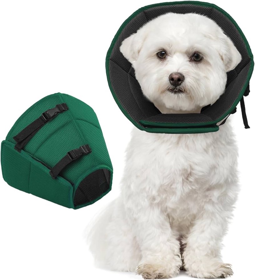 Kuoser Dog Cone Collar After Surgery, Pet Protective Neck Cone for Small Medium Large Dogs Cats, Soft & Breathable Dog Recovery Collar Adjustable Puppy Quick Healing Elizabeth Collar, Anti-Bite/Lick Green, Medium