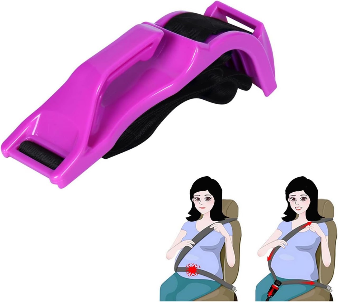 lootaan Seat Adjuster for Mother - Seat Bump Strap for Women Protect Belly - Prevent Compression of Abdomen (Purple)
