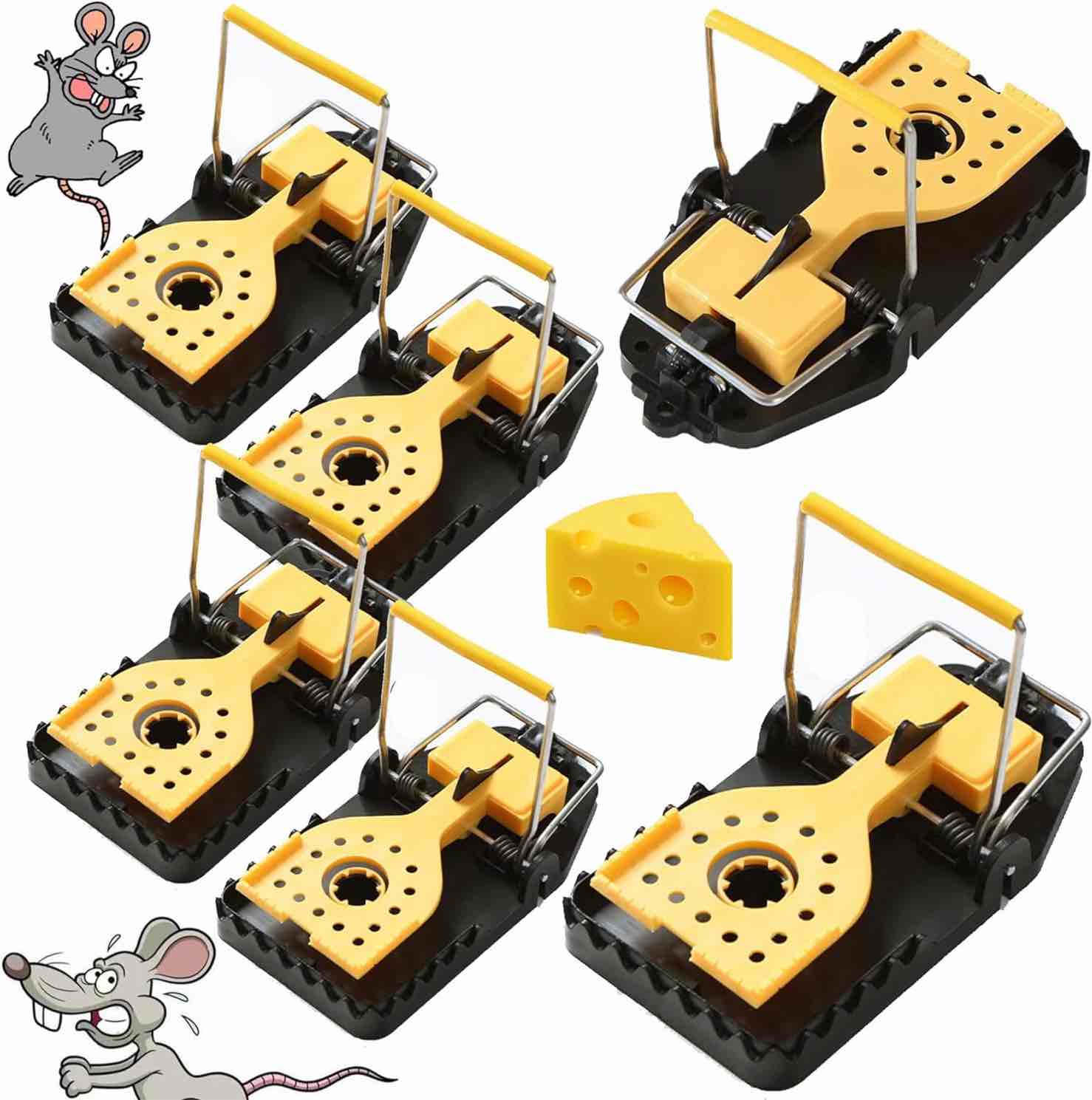 ETITATO Mouse Traps Indoor for Home, Quick Sensitive Rat Traps Indoor Outdoor, Effective Safe Rat Trap with Powerful Dual Springs, Reusable Mice Traps for House Indoor Outdoor(6 Pack)