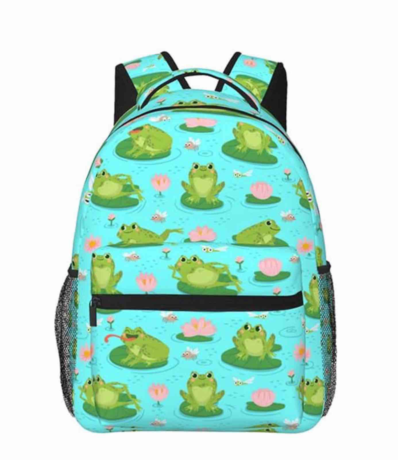 Didirlao Funny Cute Frog Backpack For Women/Men — 16.9 Inches Laptop Backpack, College Bag, Cute Travel Backpack (Blue)