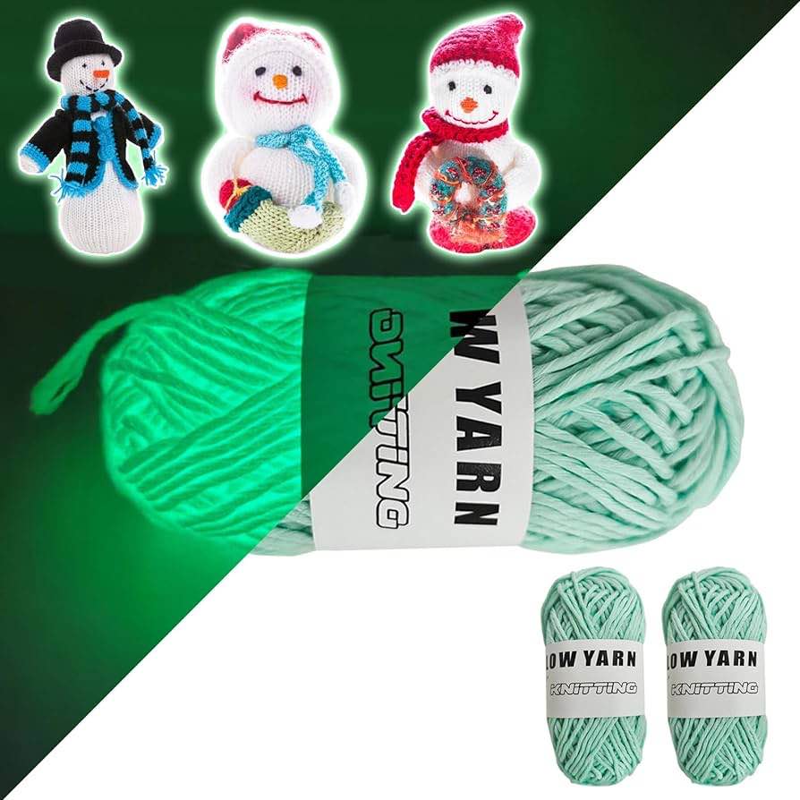 (1pcs) Glow in The Dark Yarn Christmas Yarn DIY Arts Crafts Sewing Supplies, Polyester Threads for Beginners Party Music Festivals Supplies- Christmas Decorations (Blue)