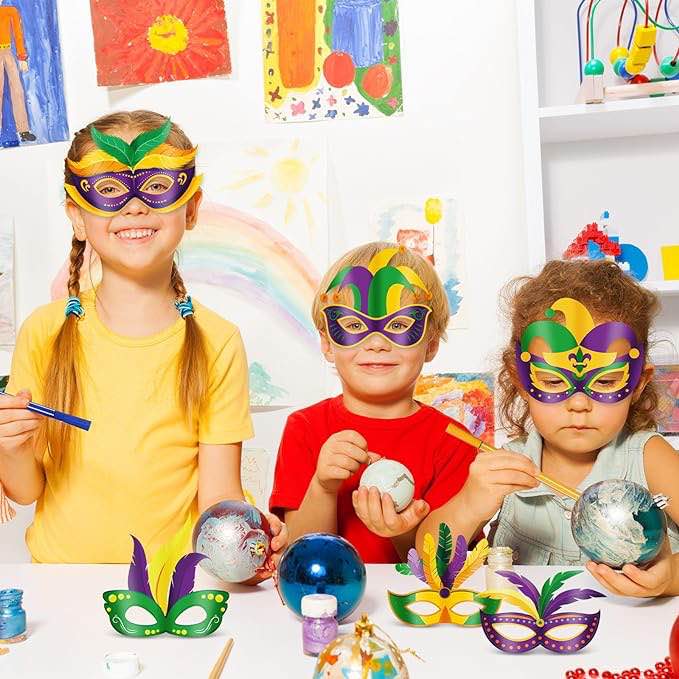 LETRAN 24-Pack Carnival Mask Craft for Kids