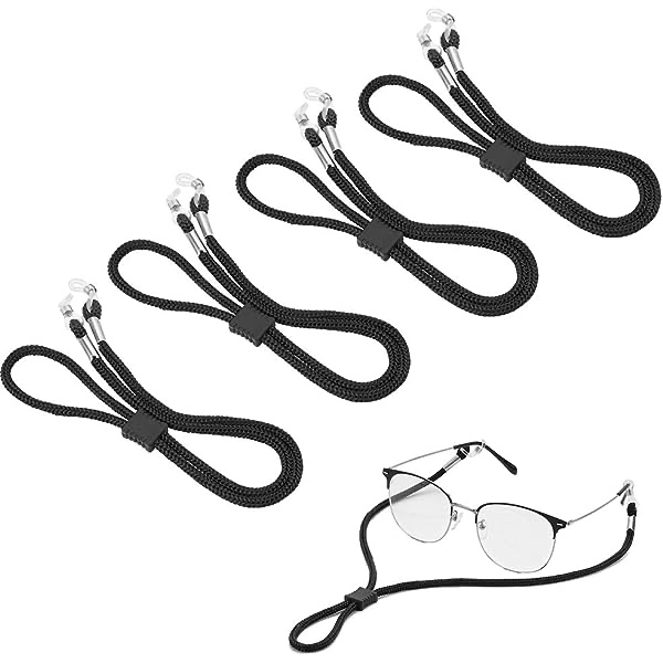 LJZspangle 5 Pieces Premium Leather Eyeglass Straps — Anti-slip Eyeglass Chains Lanyard, Adjustable Eyewear Retainers, Sport Sunglass Retainer Holder Strap for Men and Women